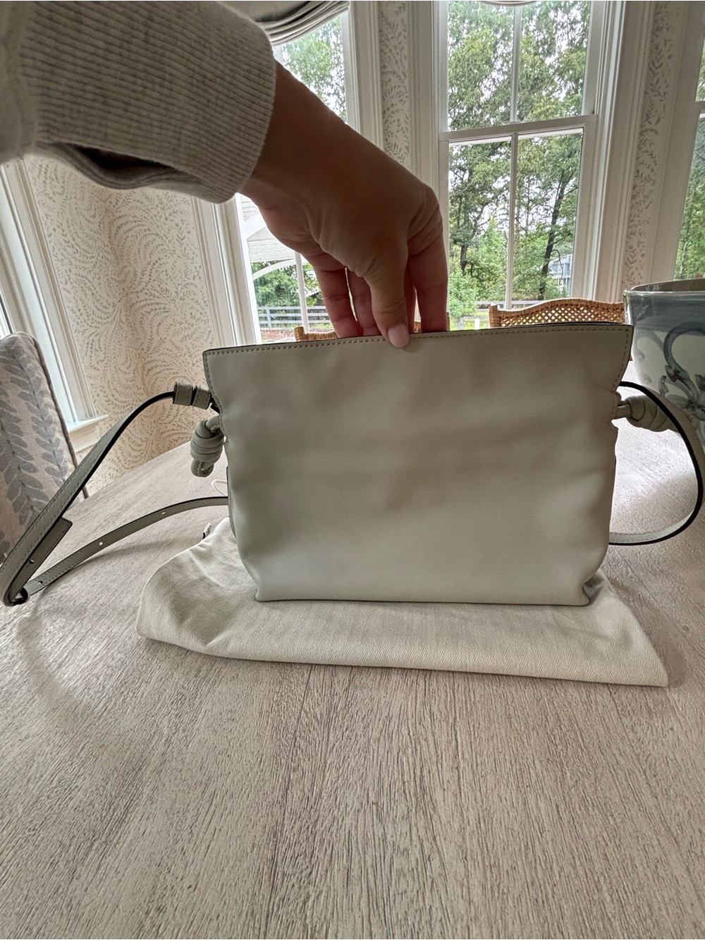 Loewe Mini Flamenco Light Celadon/grey/mint Leather Knot Clutch - Picture 4 of 10